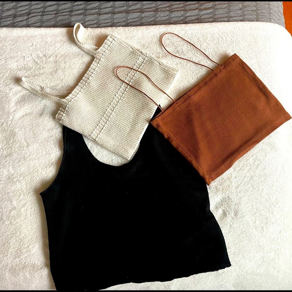 Zara tops 3 pieces cream Medium brown Large black Medium